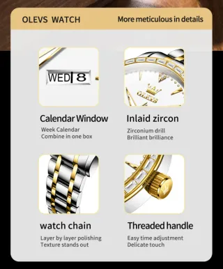 Reloj Olevs Automático Oro y Plata