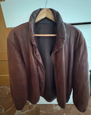 Cazadora Piel Marrón Oversize Talla M.