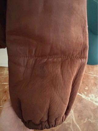 Cazadora Piel Marrón Oversize Talla M.