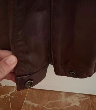 Cazadora Piel Marrón Oversize Talla M.