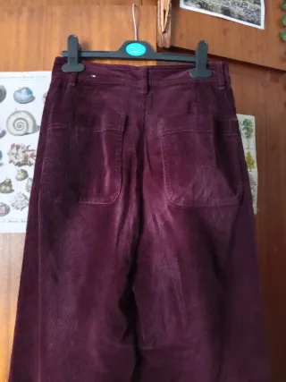 Pantalón pana wide leg burdeos