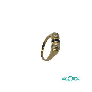 Anillo Oro 18k con Zafiro y  circonitas