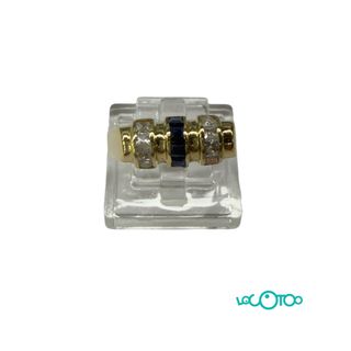 Anillo Oro 18k con Zafiro y  circonitas
