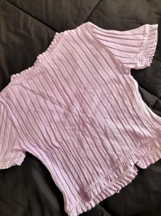 Top Zara Morado Plisado Volantes