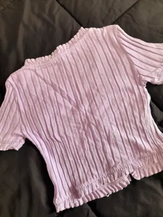 Top Zara Morado Plisado Volantes