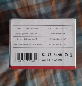 Mini bomba de aire para bicicleta.