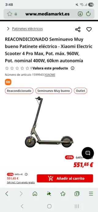 Patinete Electrico Xiaomi 4 Pro Max