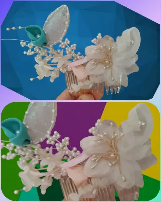 Acconciatura a tema floreale con pettine