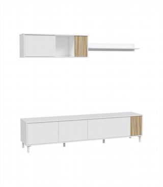 Mueble de Salón 200 cm. Blanco Artik/Natur