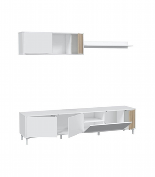 Mueble de Salón 200 cm. Blanco Artik/Natur