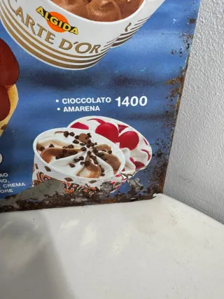 Insegna Listino Prezzi Gelati Algida Vintage