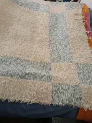 Alfombra Jarapa Beige y azul