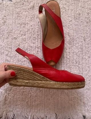 Sandalias piel esparto T.39/40 color rojo
