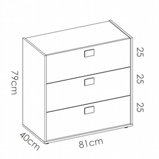Cómoda 3 Cajones Dina. Natural / Blanco