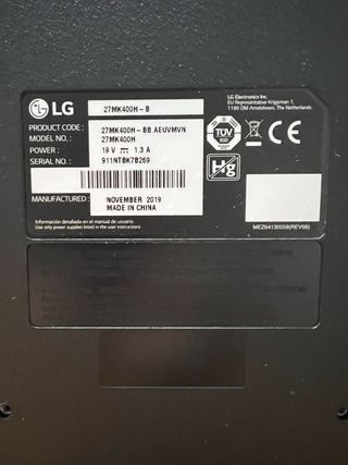 Monitor LG 27” Negro