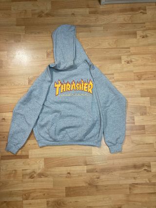 Sudadera Thrasher Flame Logo Gris Talla M