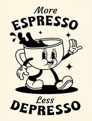 Poster su TELA Espresso Less Depresso 30x40