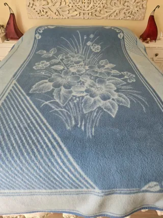 Manta individual azul reversible