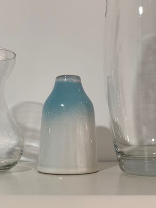 Juego de 3 jarrones de cristal y cerámica