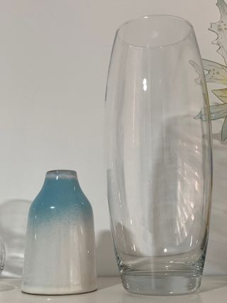 Juego de 3 jarrones de cristal y cerámica