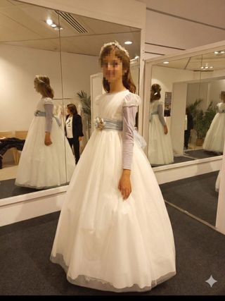 Vestido de Comunión Blanco y Azul