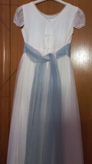 Vestido de Comunión Blanco y Azul