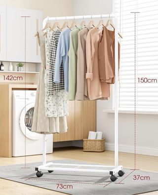 Perchero Blanco con Ruedas y Estante NUEVO!