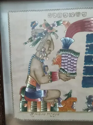 Cuadro Maya con Marco de Madera