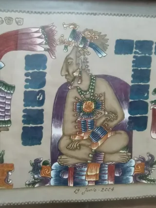 Cuadro Maya con Marco de Madera