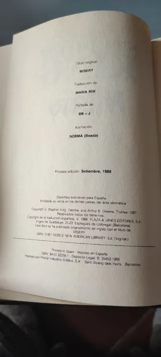 Misery. Para coleccionistas. Primera edición.