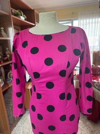 Traje Flamenca Lunares Rosa Talla S