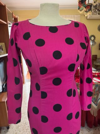Traje Flamenca Lunares Rosa Talla S