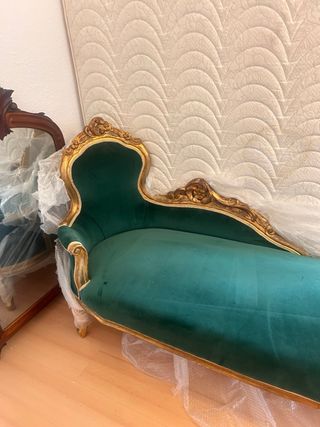 Sofá de Lujo Terciopelo Verde y Dorado