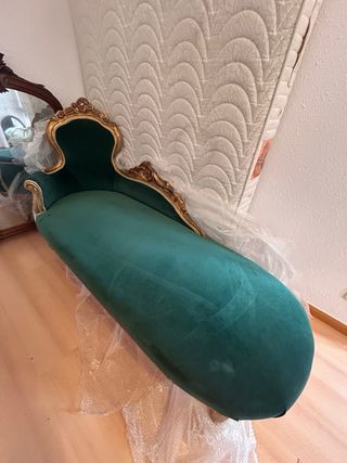 Sofá de Lujo Terciopelo Verde y Dorado