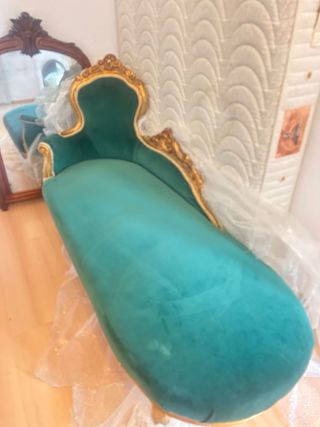 Sofá de Lujo Terciopelo Verde y Dorado