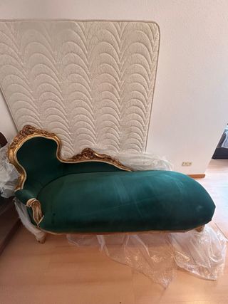 Sofá de Lujo Terciopelo Verde y Dorado