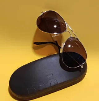 Gafas de sol aviador marrones y plateadas