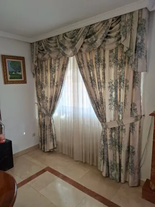 Lote 3 cortinas de tela y visillos
