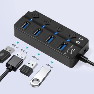 Hub USB 3.0, 4 Puertos Divisor con interruptores