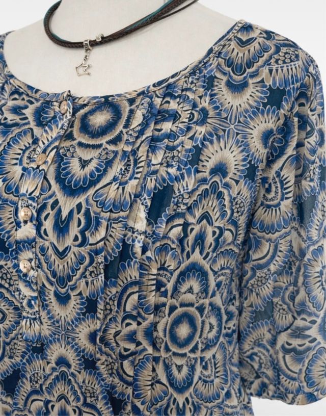 Vestido bohemio tonos azules talla 46