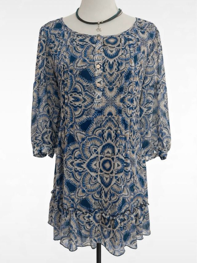 Vestido bohemio tonos azules talla 46