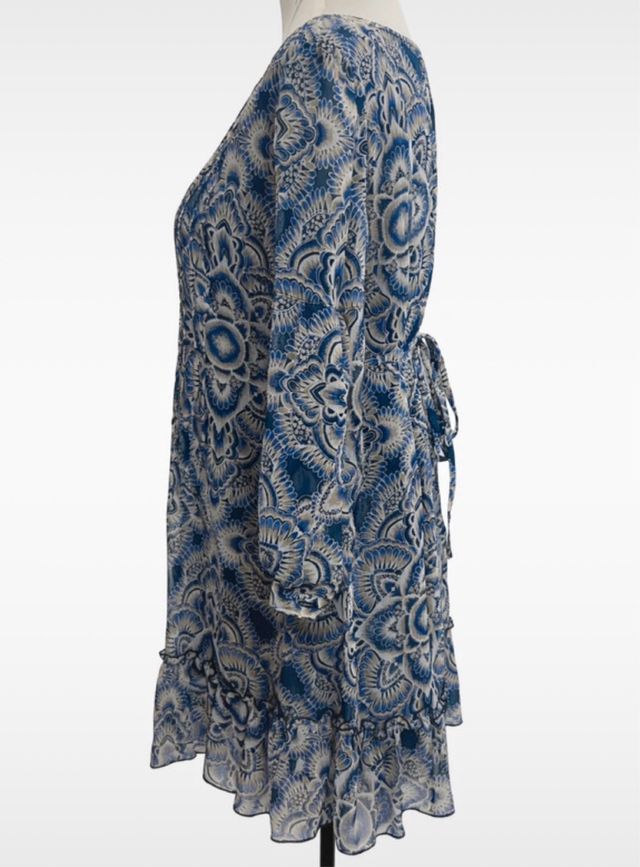 Vestido bohemio tonos azules talla 46