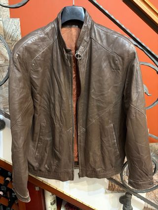 Giubbino biker vera pelle vissuta vintage
