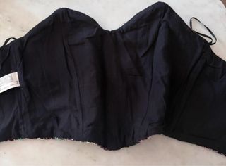 Top Zara Tweed Morado Negro Talla XS