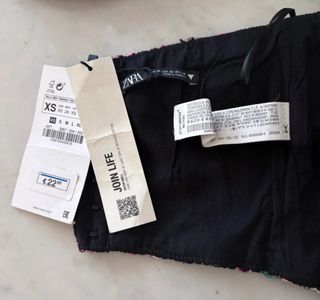 Top Zara Tweed Morado Negro Talla XS