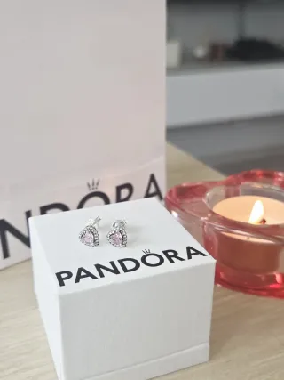 Pendientes Pandora Corazón Rosa