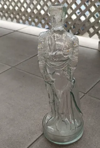 Botella antigua cristal figura torero