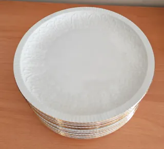 Juego 12 Platos Llanos Porcelana Pontesa Dorados