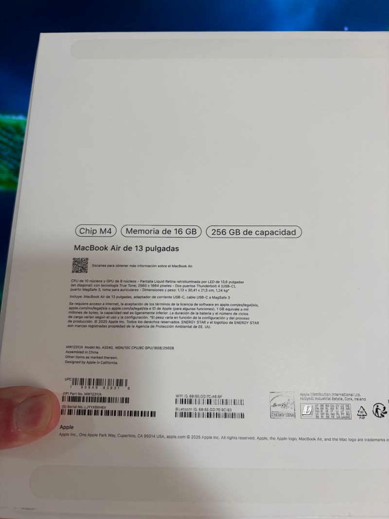 Macbook Air 13" M4  16/256gb -Nuevo, solo 4 ciclos afbeelding 7