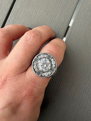 Anillo Plata con Circonita y Diseño Celta
